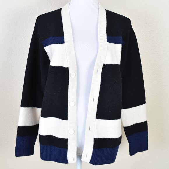 COS Knit Stripe V-Neck Wool Cardigan Sweater - S - Picture 9 of 11